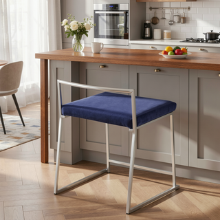 Sunvega Modern Fuji Stackable Dining Chair with Upholstered Seat and Metal Frame