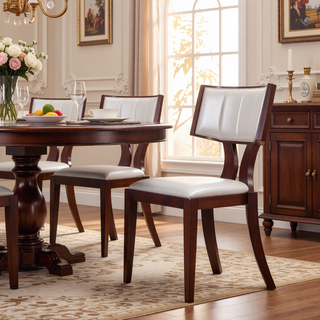 Sunvega Traditional Dining Room Chair Set of 2 in Camel Faux Leather