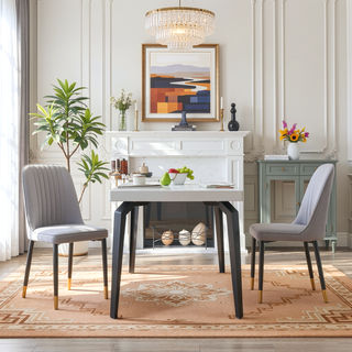 Sunvega Set of 2 Grey Dining Chairs with Thick Cushions for Modern Kitchen and Restaurant
