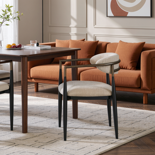Sunvega Beige and Black Armchair with Open Back and Straight Leg Design