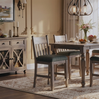 Sunvega Rustic Gray Upholstered Seat Counter Stool Set of 2