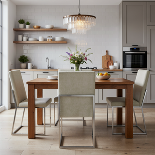 Sunvega Modern Velvet Upholstered Stainless Steel Dining Chair with Chrome Finish