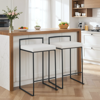 Sunvega Contemporary Stackable Counter Stools with Upholstered Padded Seat - Set of 2