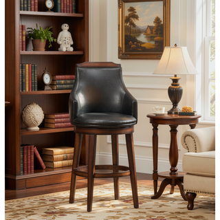 Sunvega Dark Brown Faux Leather Upholstered Swivel Pub Height Chairs Set of 2