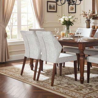 Sunvega Light Grey Polyester Blend Upholstered Fabric Dining Chair Set of 2