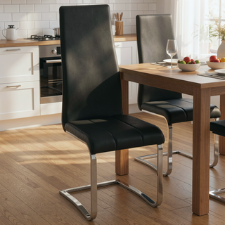 Sunvega High Back Side Chairs with Leatherette Upholstery and Chrome Legs Set of 4