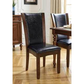 Sunvega Contemporary Dark Cherry Brown Leatherette Cushion Side Chairs Set Of 2