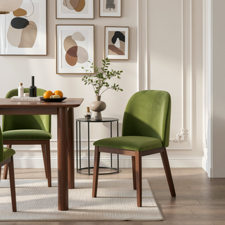 Sunvega Navy Blue Velvet Dining Chair Set of 2 with Solid Wood Legs