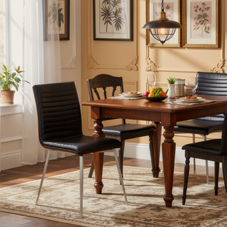 Sunvega Mason Contemporary Dining Accent Chair with Swivel and Walnut Wood Back