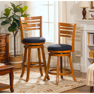 Sunvega Espresso Finish Bar Height Swivel Stool with Charcoal Fabric Seat
