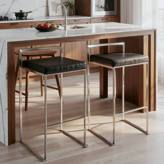 Sunvega Contemporary Stackable Barstool with Upholstered Padded Seat and Welded Frame