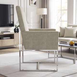 Sunvega Modern Open Industrial Design Velvet Upholstered Dining Chair for Living Room