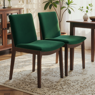 Sunvega Mid-Century Modern Solid Wood Dining Chair with Curved Back Rest