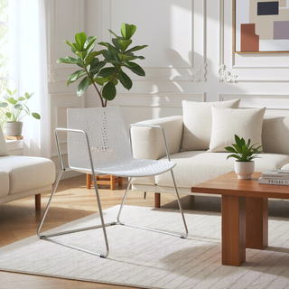 Sunvega Contemporary Polypropylene Dining Chair with Chrome Base Set of 2