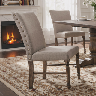 Sunvega Antique Natural Oak Dining Chair Set of 2 with Plush Padded Seat