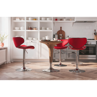 Sunvega Adjustable Swivel Barstool Set with Chrome Base and Faux Leather Seat
