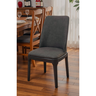 Sunvega Light Gray Linen Upholstered Armless Side Chair with Gray Oak Finish