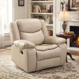 Sunvega Breathable Leather Manual Reclining Loveseat with Padded Cushions