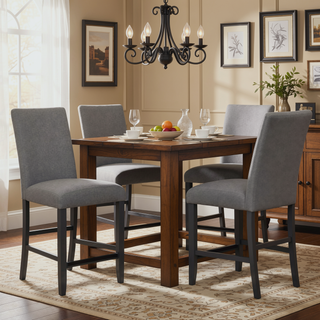 Sunvega Gray Upholstered Transitional Style Barstools Set of 2