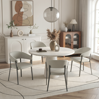 Sunvega Modern Upholstered Leatherette Dining Chair with Grey Metal Frame