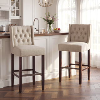 Sunvega Modern Minimalist Bar Stool with Metal Legs and High Density Fabric Seat