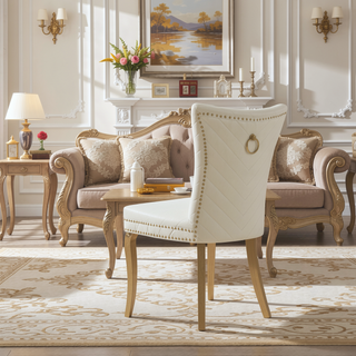 Sunvega Gold Velvet Upholstered Dining Chairs with Tufted Design and Metal Legs