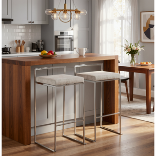 Sunvega Contemporary Stackable Barstool Set with Upholstered Padded Seat