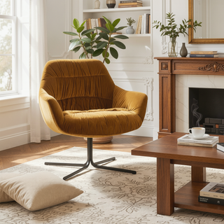 Sunvega Contemporary Black Metal and Velvet 360-Degree Swivel Lounge Chair