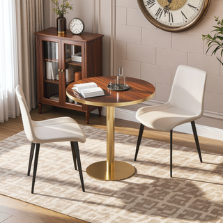 Sunvega Modern Leather Dining Chairs with Sturdy Metal Legs and Upholstered Cushion Seat