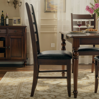Sunvega Padded Seat Side Chairs with Ladder Back Design and Chunky Straight Legs