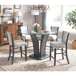 Sunvega Contemporary Glam Upholstered Dining Side Chair with Plush Gray Fabric