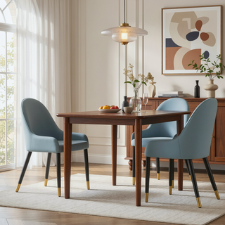 Sunvega Modern Faux Leather Dining Chairs Set of 2 with Metal Legs for Living Room