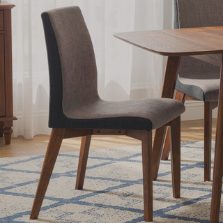 Sunvega Grey and Natural Walnut Upholstered Side Chairs with Sleek Curves for Dining