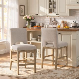 Sunvega Modern Upholstered Bar Stools with Padded Seats for Kitchen Dining