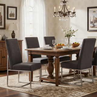 Sunvega Modern Velvet Upholstered Stainless Steel Dining Chair with Chrome Finish