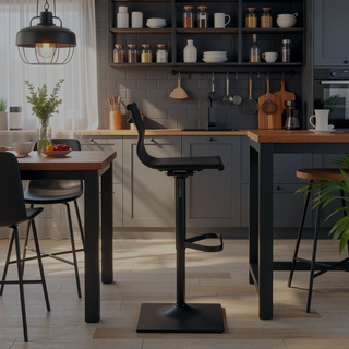 Sunvega Mirage Contemporary Black Metal and Mesh Fabric Adjustable Barstool
