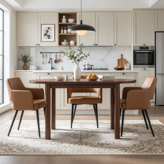 Sunvega Modern Dining Arm Chair with Leatherette Upholstery and Steel Frame