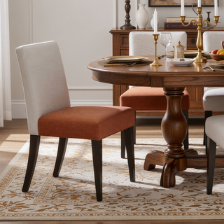 Sunvega Parson Style Dining Chair Set of Two in Light Gray Linen Blend