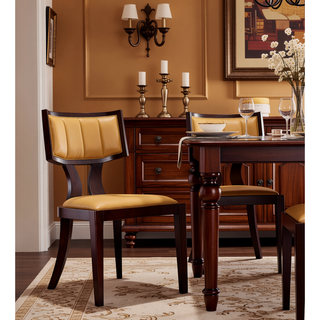 Sunvega Traditional Dining Room Chair Set of 2 in Camel Faux Leather