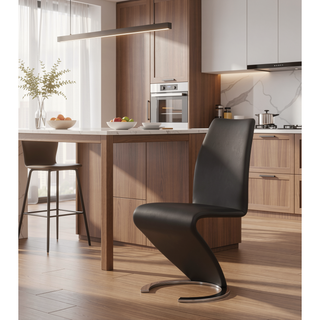 Sunvega Z-Shape Dining Chair with Padded Seating and PU Finish Kit of 2