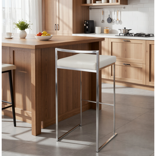 Sunvega Contemporary Stackable Barstool with Upholstered Padded Seat and Welded Frame