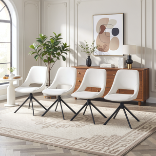Sunvega Modern PU Leather Swivel Dining Chairs Set of 2 with Auto-Return and High Back