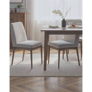 Sunvega Mid-Century Modern Dining Chairs Set of 2 with Plush Fabric Upholstered Cushion