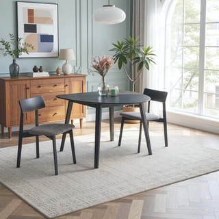 Sunvega Modern Black Finish Wooden Dining Table with Unique Shape Tabletop