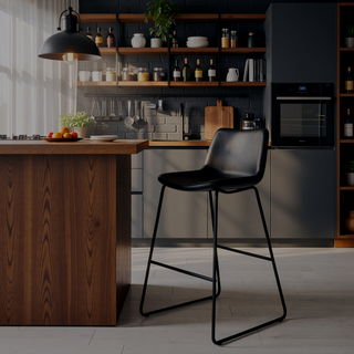Sunvega Modern Black Leather-Look Office Chair with Curved Backrest for Standing Desk