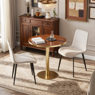 Sunvega Modern Leather Dining Chairs with Upholstered Cushion Seat and Sturdy Metal Legs