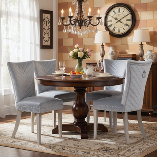 Sunvega Velvet Upholstered Chair with Tufted Design and Stainless Steel Legs