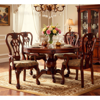 Sunvega Brown Cherry Padded Fabric Dining Chairs Set of 2 Side Chairs