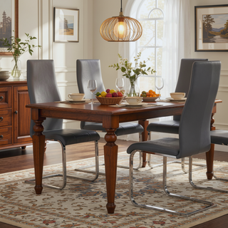 Sunvega High Back Side Chairs with Leatherette Upholstery and Chrome Legs Set of 4