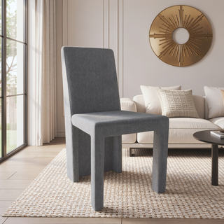 Sunvega Modern Gray Velvet Upholstered Dining Side Chairs with Solid Back Set of 2